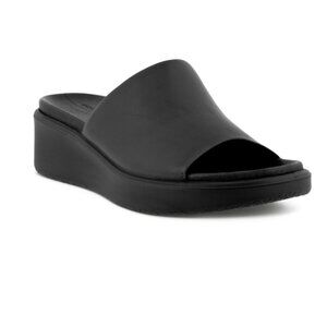 ECCO FLOWT LX Wedge Platform Sandal Black Size 38 Women's Shoes Leather EUC